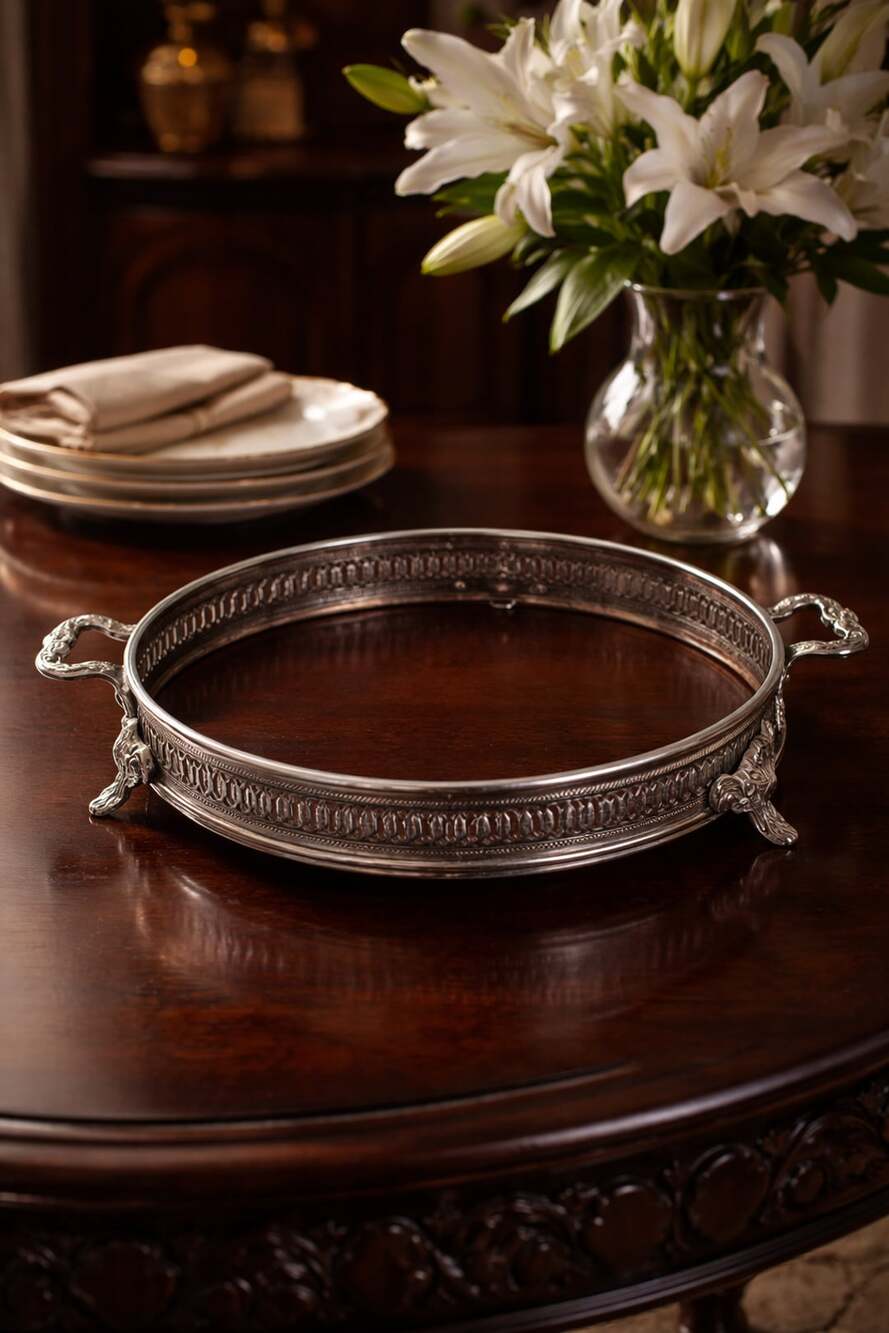 Vintage Silver Plated Casserole Holder Stand 9 Inch